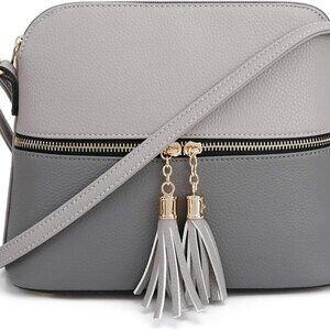 Lunar Lightweight Medium Dome Crossbody Bag Shoulder Bag with Tassel | Zipper Po
